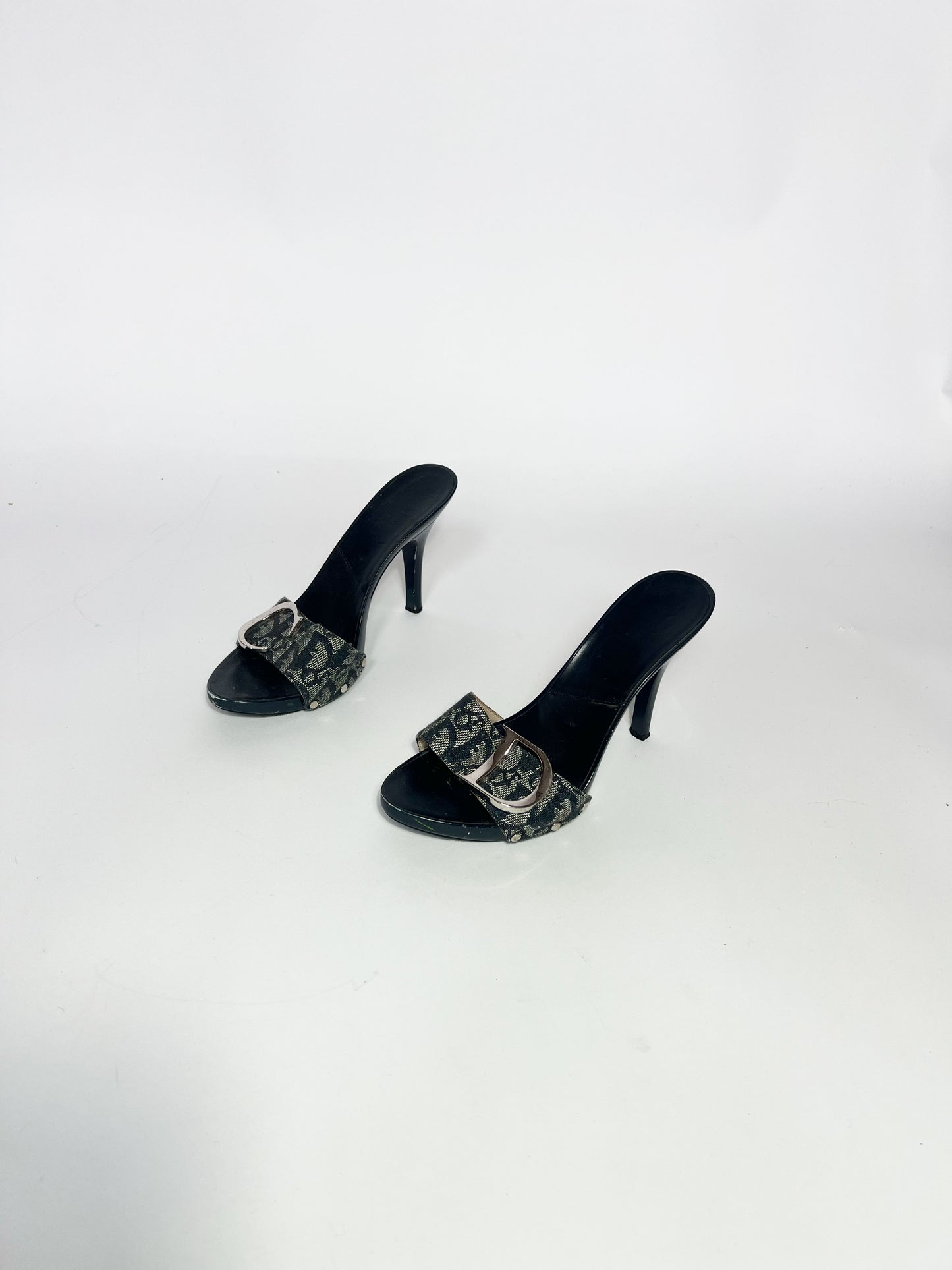 2004 Dior by John Galliano Monogram Denim Heels with Silver Charms - EU 37.5