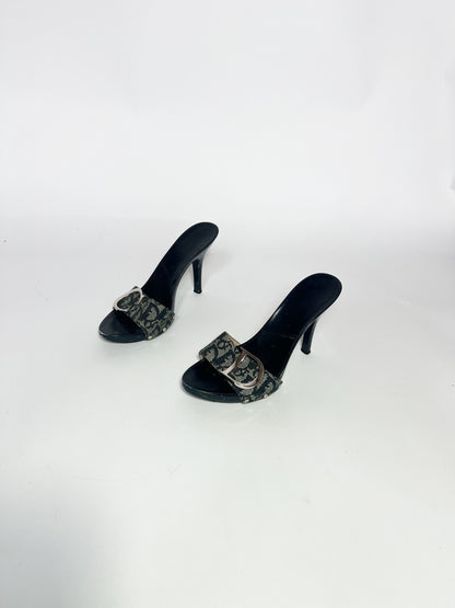 2004 Dior by John Galliano Monogram Denim Heels with Silver Charms - EU 37.5