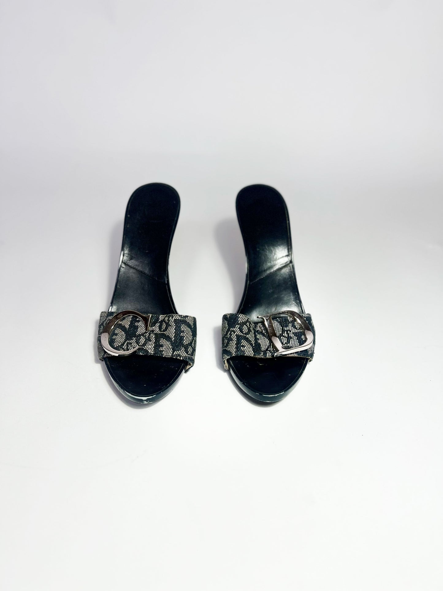 2004 Dior by John Galliano Monogram Denim Heels with Silver Charms - EU 37.5