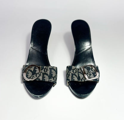 2004 Dior by John Galliano Monogram Denim Heels with Silver Charms - EU 37.5