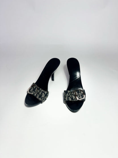 2004 Dior by John Galliano Monogram Denim Heels with Silver Charms - EU 37.5