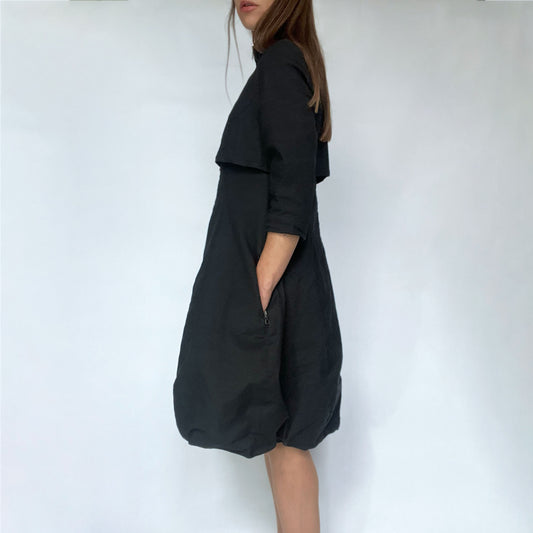 Vintage Sarah Pacini Vented Dress with Bubble Hem in Black - S