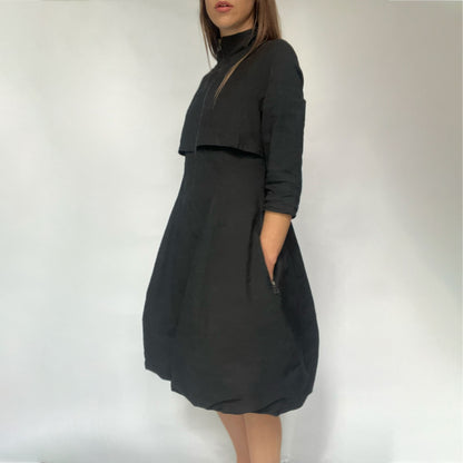 Vintage Sarah Pacini Vented Dress with Bubble Hem in Black - S