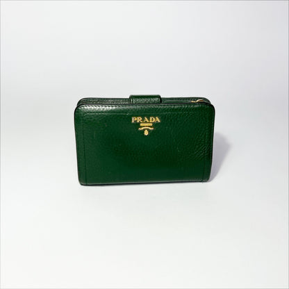 Vintage Prada Leather Wallet in Forest Green