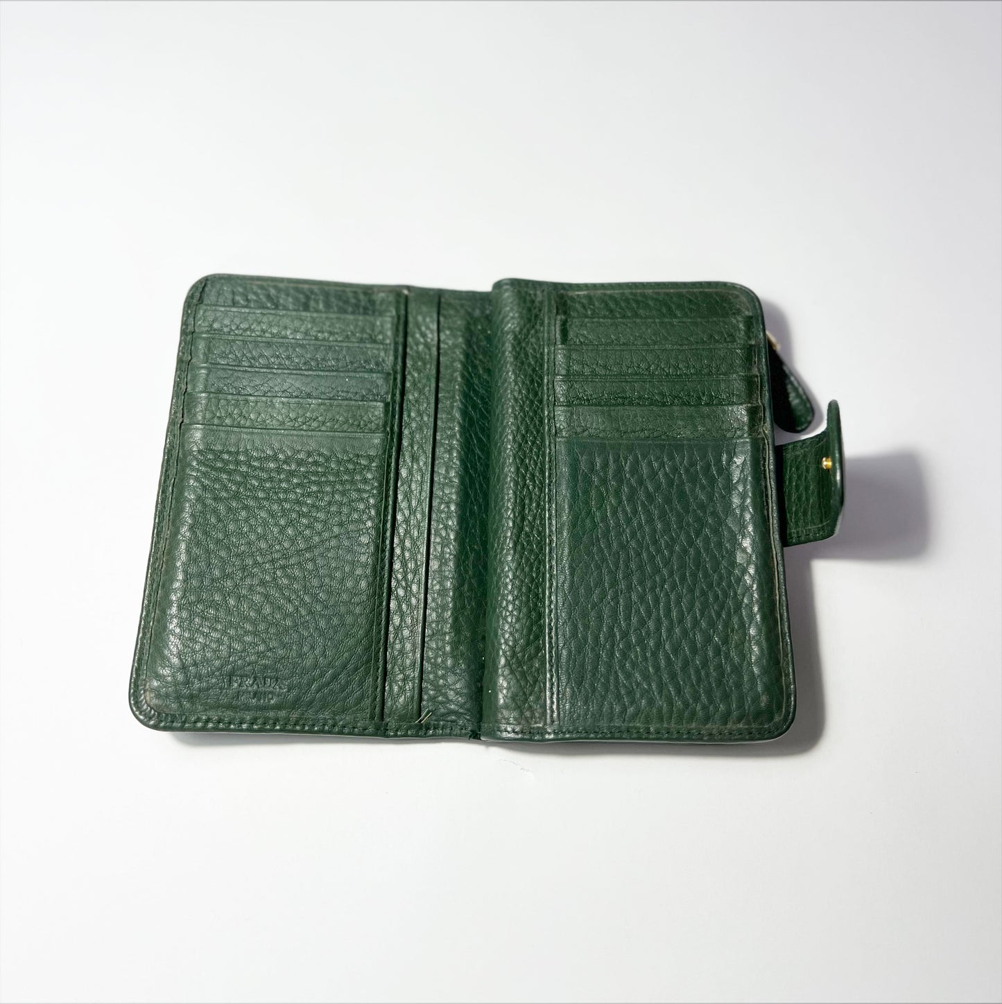 Vintage Prada Leather Wallet in Forest Green