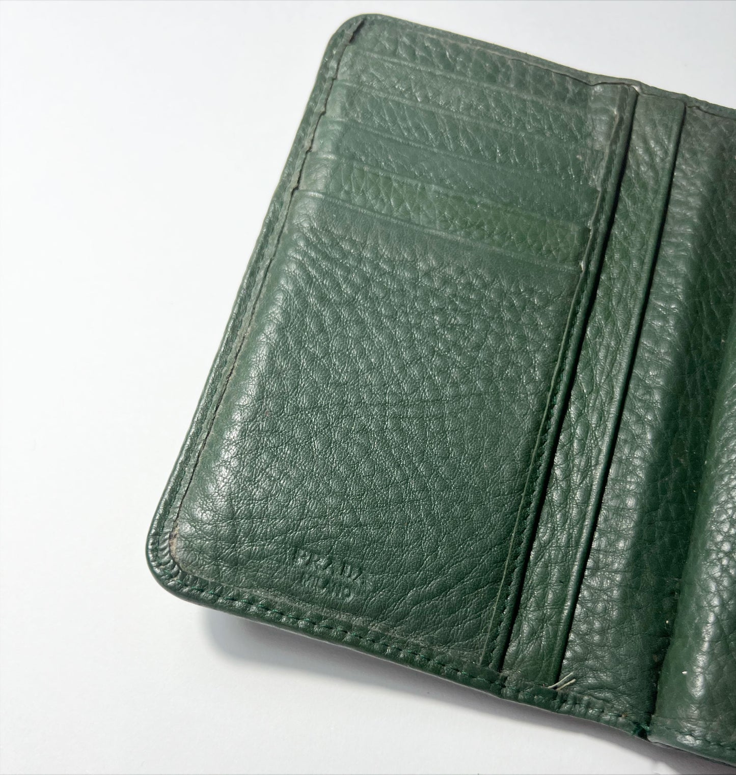 Vintage Prada Leather Wallet in Forest Green