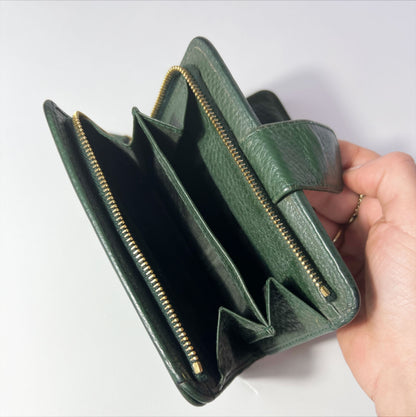 Vintage Prada Leather Wallet in Forest Green