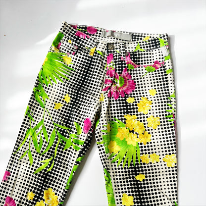 90's Versace Jeans Couture Floral Dot Pattern Jeans - XS