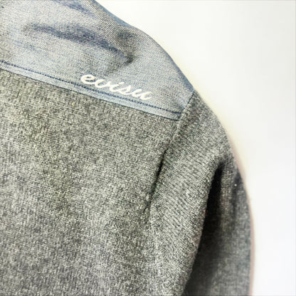 Vintage Evisu Knitted Cardigan in Grey with Denim Details - XL