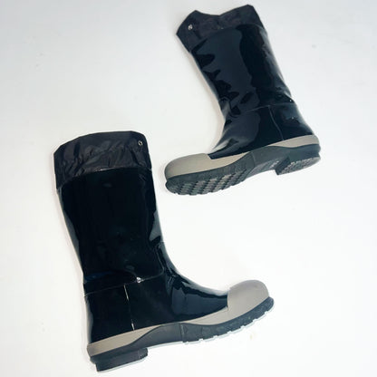 Miu Miu Fall 2014 Patent Leather Rain Boots in Black & Grey - UK 3.5