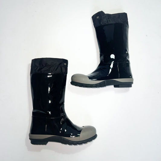 Miu Miu Fall 2014 Patent Leather Rain Boots in Black & Grey - UK 3.5