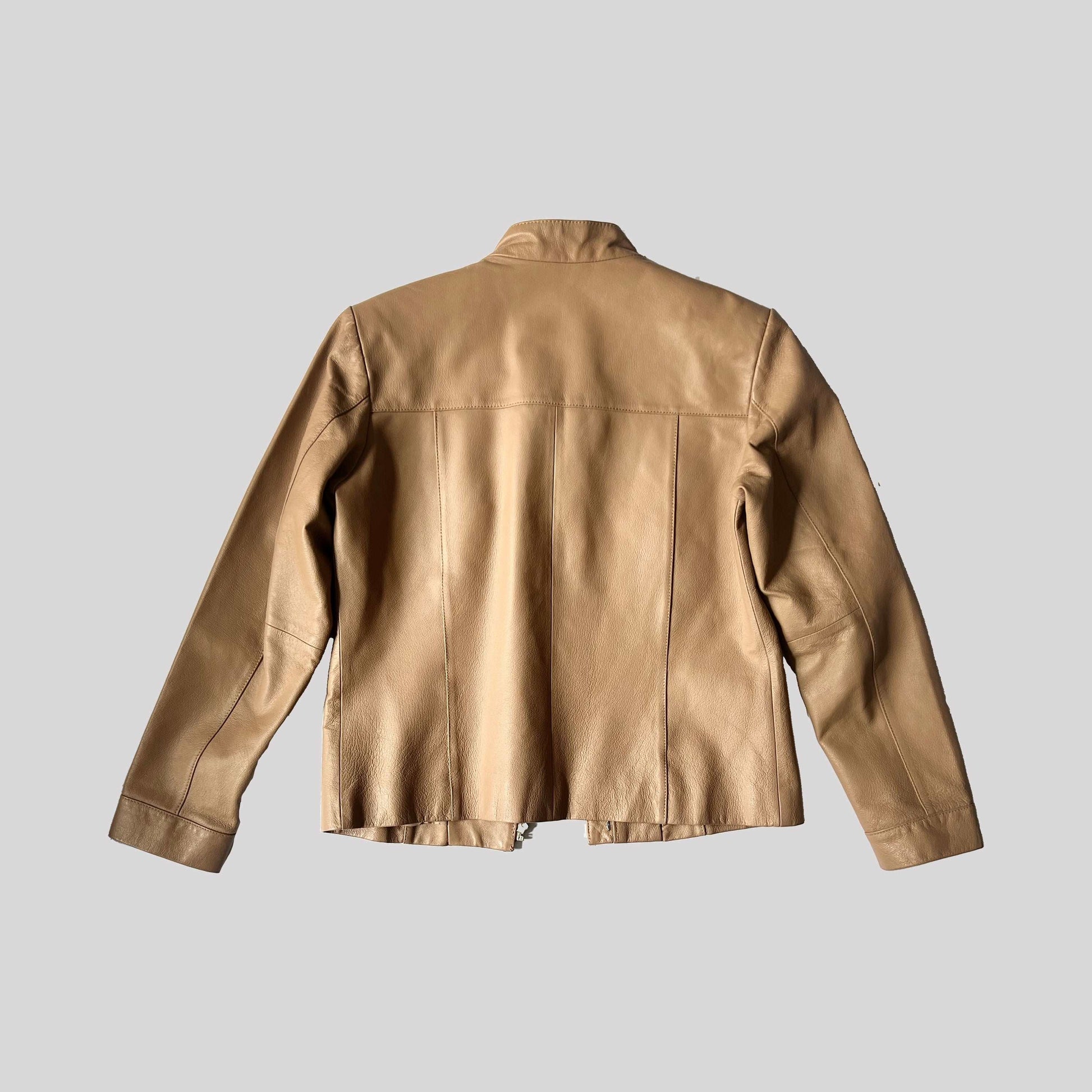 00's Leather Moto Jacket in Tan - M/L