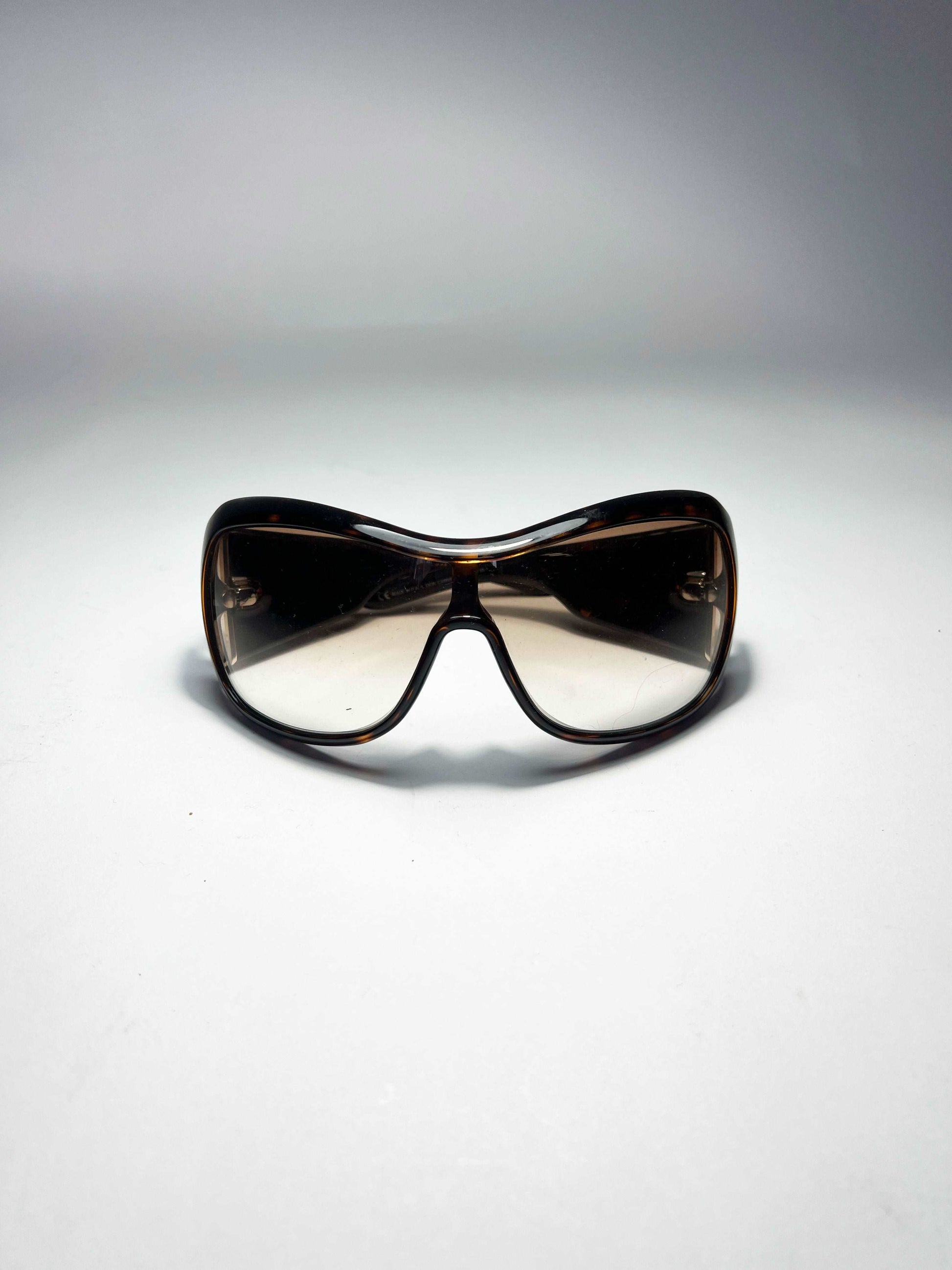 00's Dior Cannage 1 Mask Sunglasses in Tortoiseshell