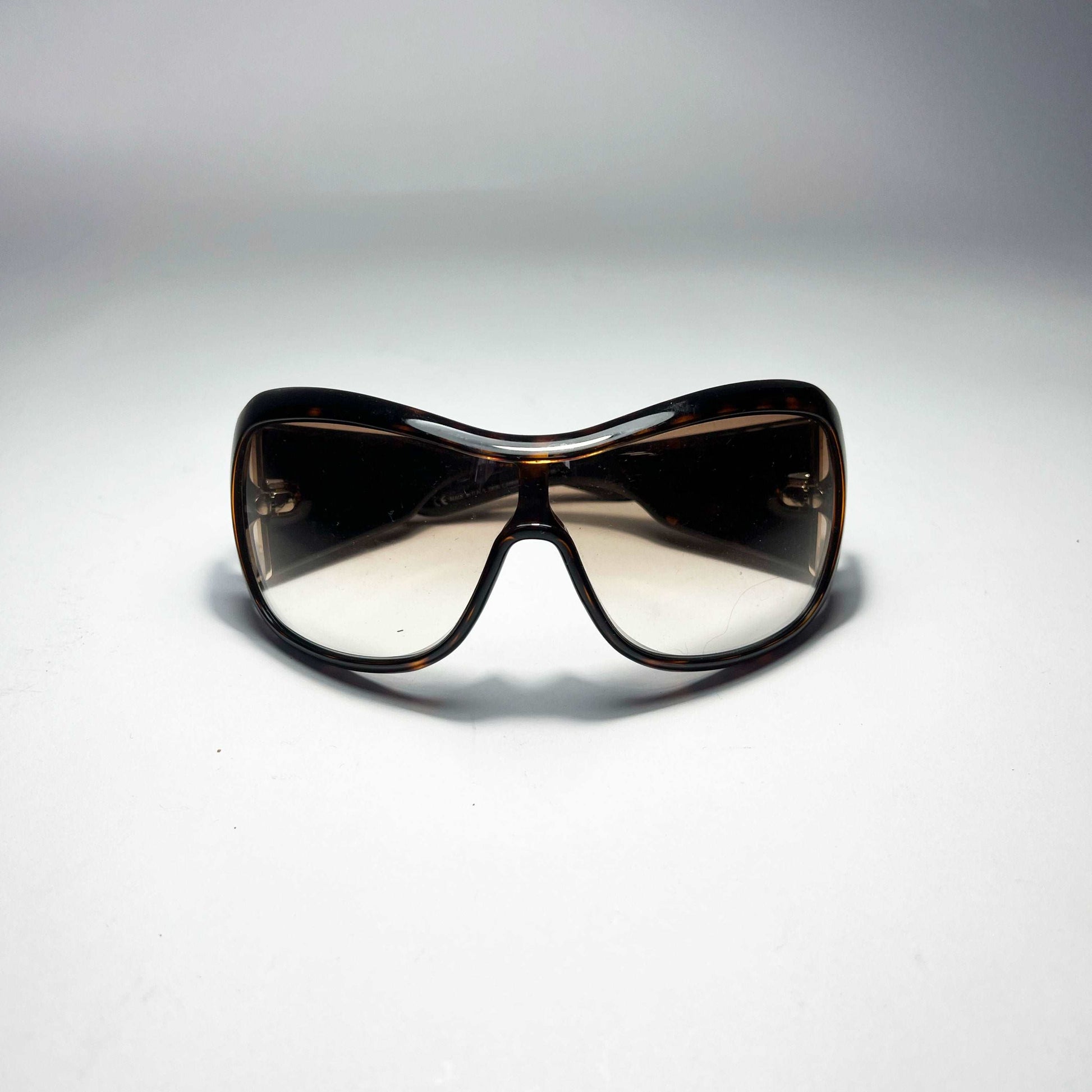 00's Dior Cannage 1 Mask Sunglasses in Tortoiseshell