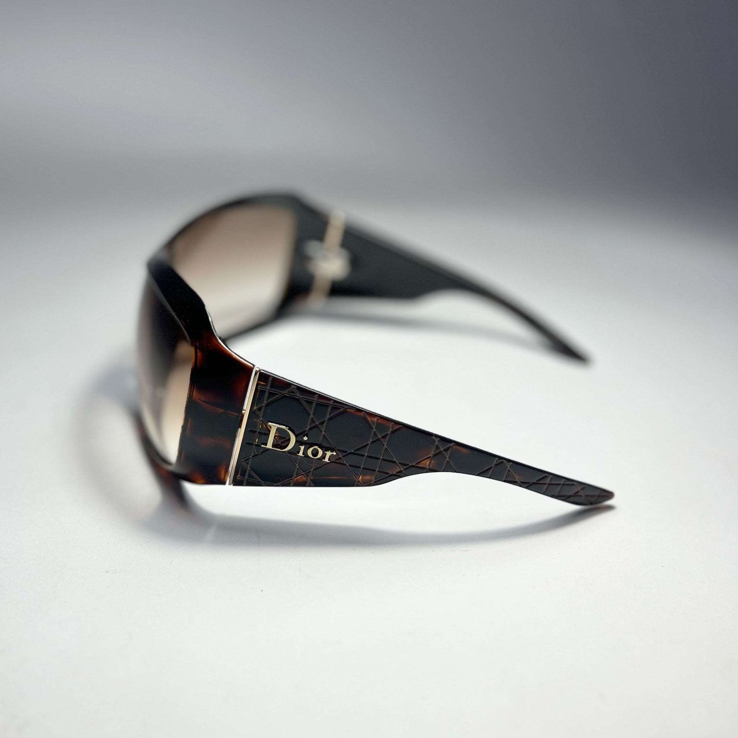 00's Dior Cannage 1 Mask Sunglasses in Tortoiseshell