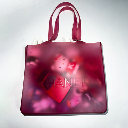 2010 Chanel Jelly Tote Bag with De Bossed Logo in Pink