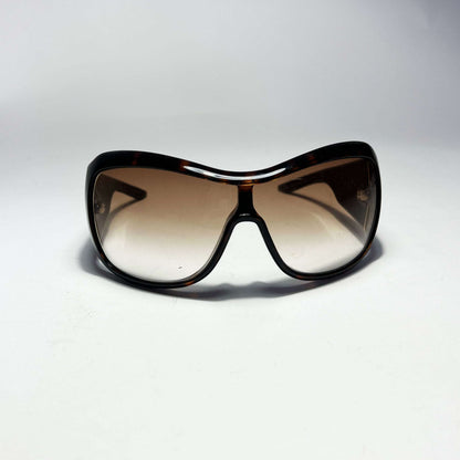 00's Dior Cannage 1 Mask Sunglasses in Tortoiseshell