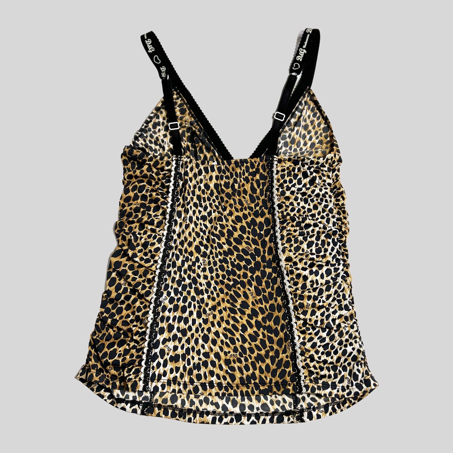 00's Dolce & Gabbana Leopard Print Cami Top with lace trim - M