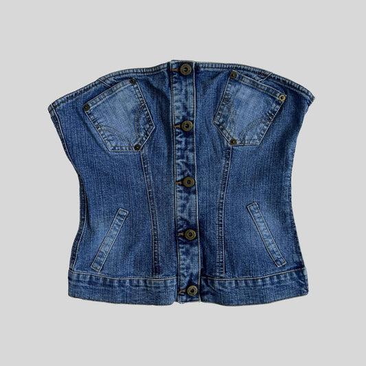 00's Dolce and Gabbana Denim Corset with "D&G Style" Tab - M