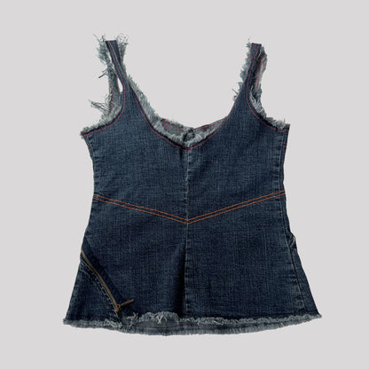 00's Diesel Denim Bodice Top with Pocket & Contrast Stitching - m