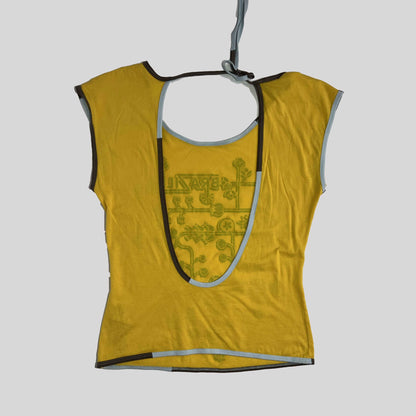 00's Diesel "Brazilla" Backless Top in Yellow with Contrasting Trim - S