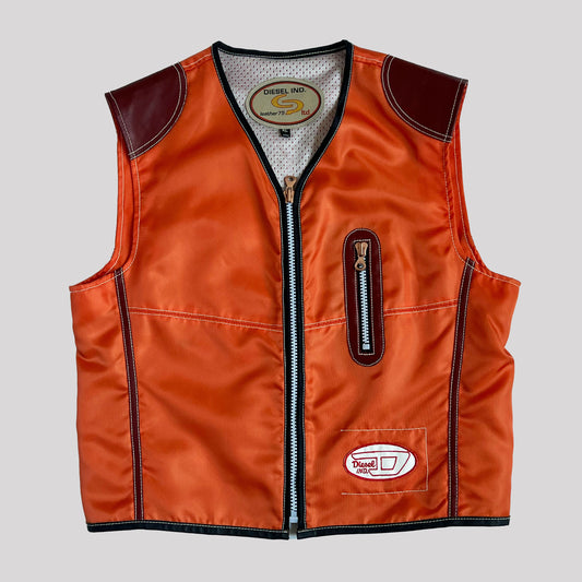 Vintage Diesel Nylon Utility Vest in Orange - XL