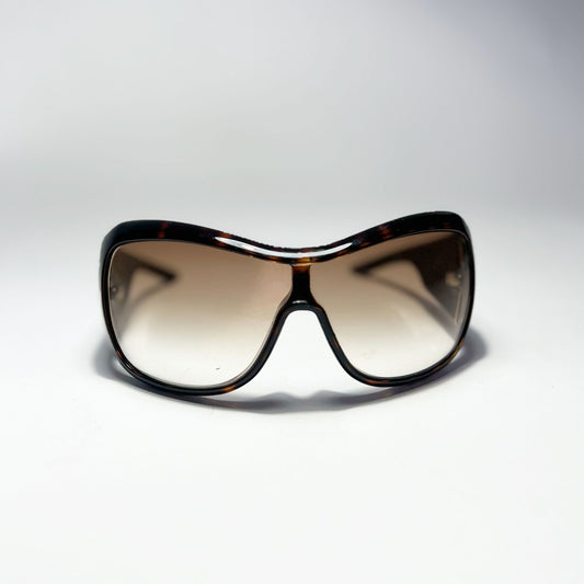 00's Dior Cannage 1 Mask Sunglasses in Tortoiseshell