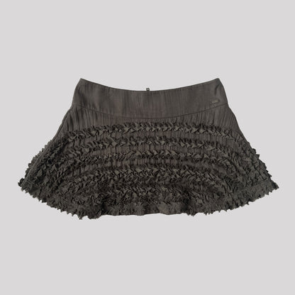 00's DKNY A Line Mini Skirt with Ruffle Detailing in Grey - M