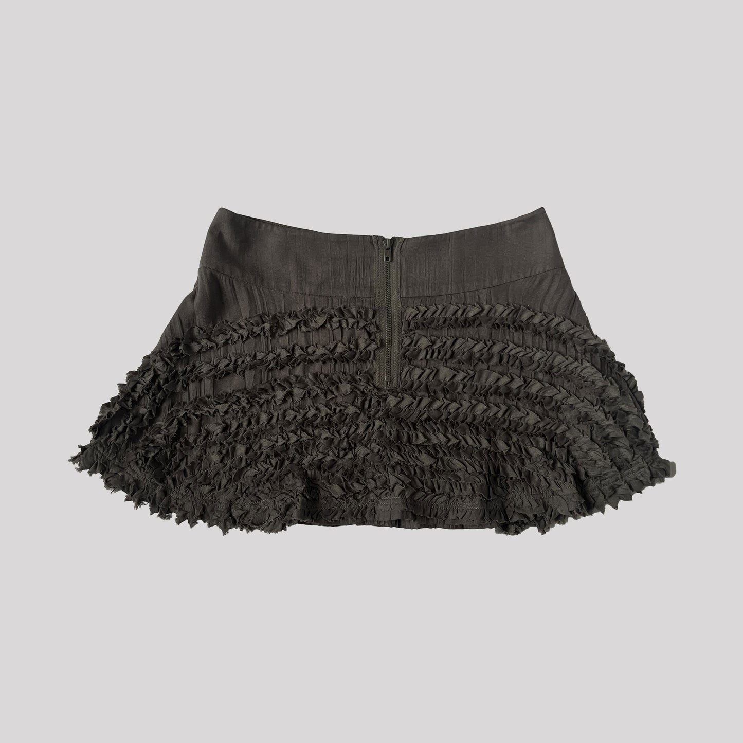 00's DKNY A Line Mini Skirt with Ruffle Detailing in Grey - M