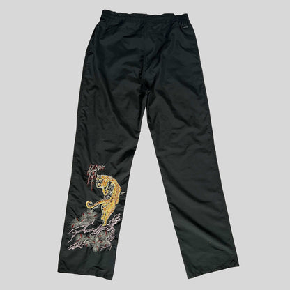 00's E-Play Tracksuit Trousers with Dragon Detail in Dark Grey - M