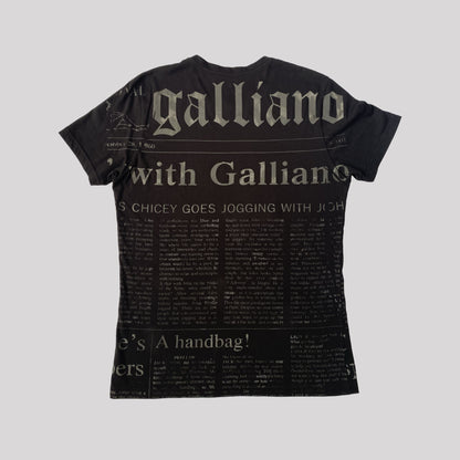 Vintage John Galliano Newspaper Print Tshirt in Black - XL