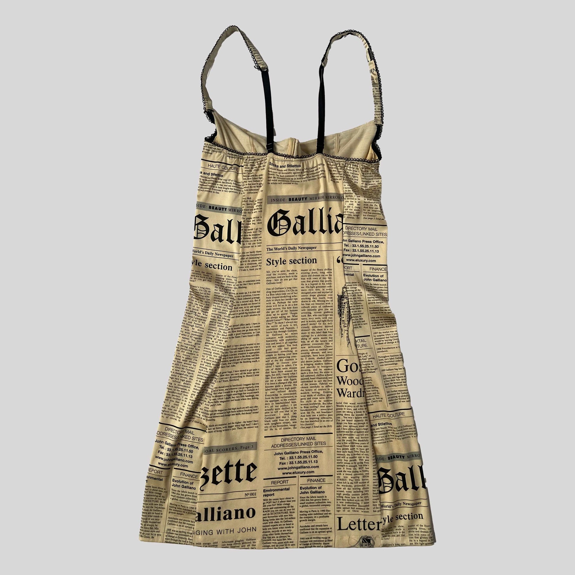 00's John Galliano Newspaper Print Bustier Dress - S/M