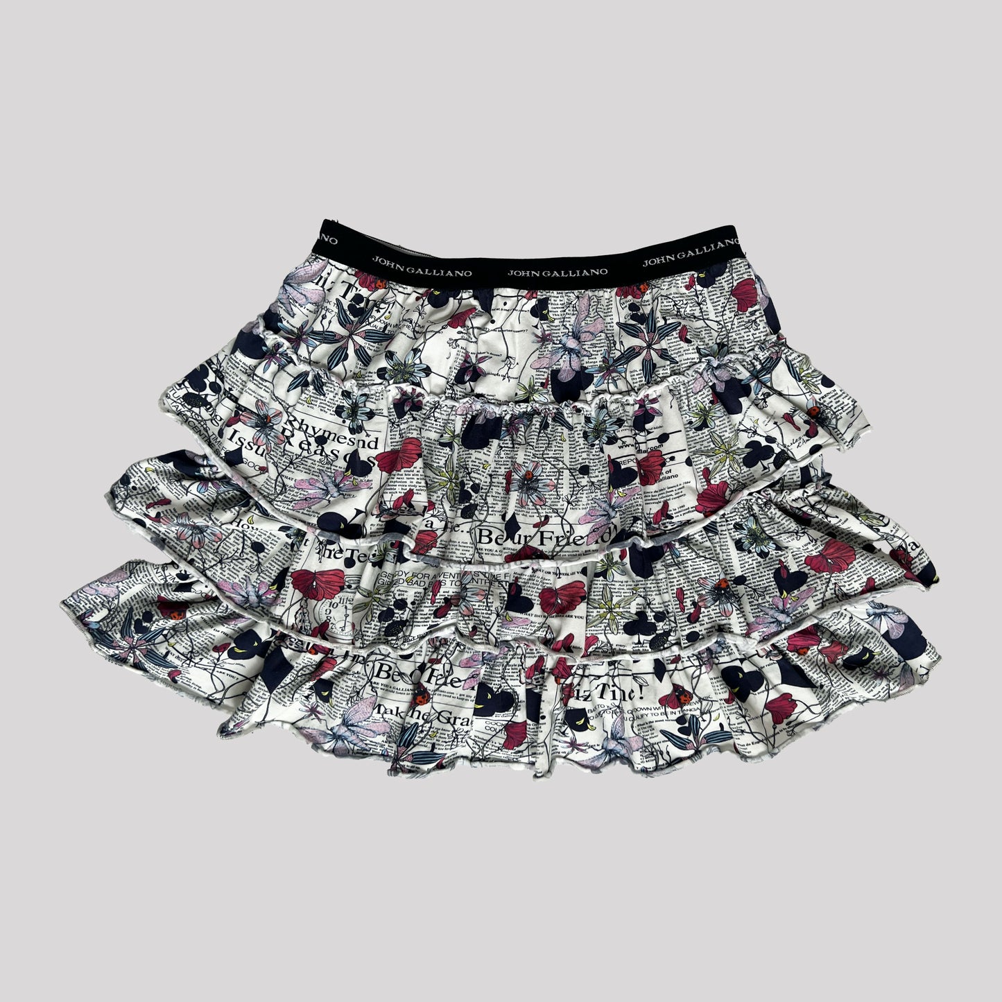 Vintage John Galliano Newspaper Print Ra Ra Mini Skirt - XS