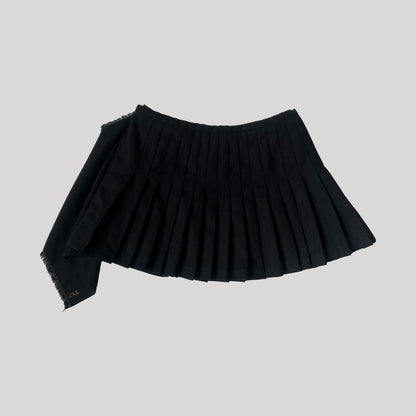 Vintage John Galliano Pleated Mini Kilt Skirt in Navy Wool - w28"