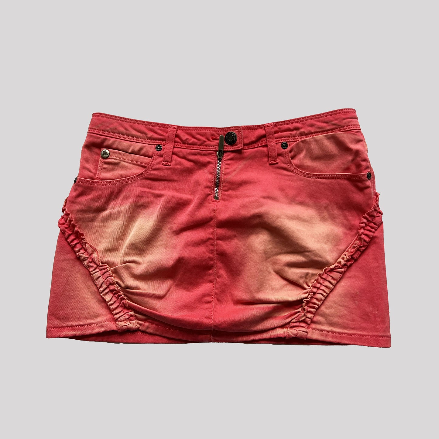 John Galliano Neon Pink Mini Skirt with Ruffle Detailing - XS