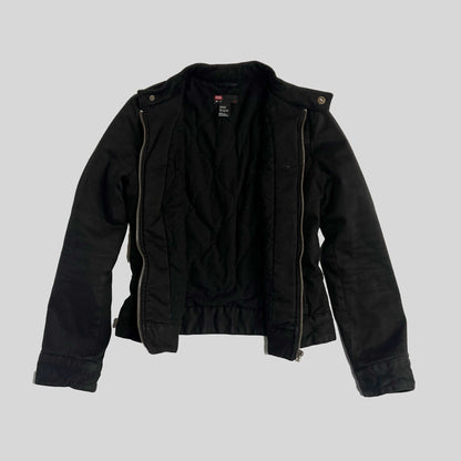 00's Diesel Canvas Moto Jacket with Insulation in Black - M