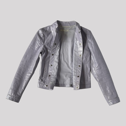 90s Miu Miu Leather Box Jacket in Lilac - XS