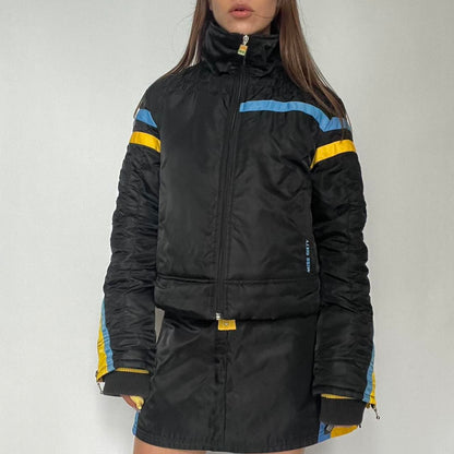 00's Miss Sixty Ski Bomber Jacket in Black, Blue and Yellow - M