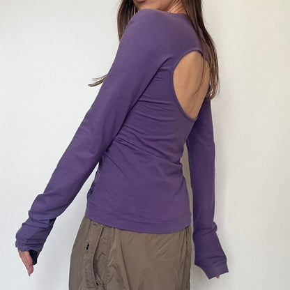 00's Miss Sixty Long Sleeve Bodice Top with Open Back in Purple - M