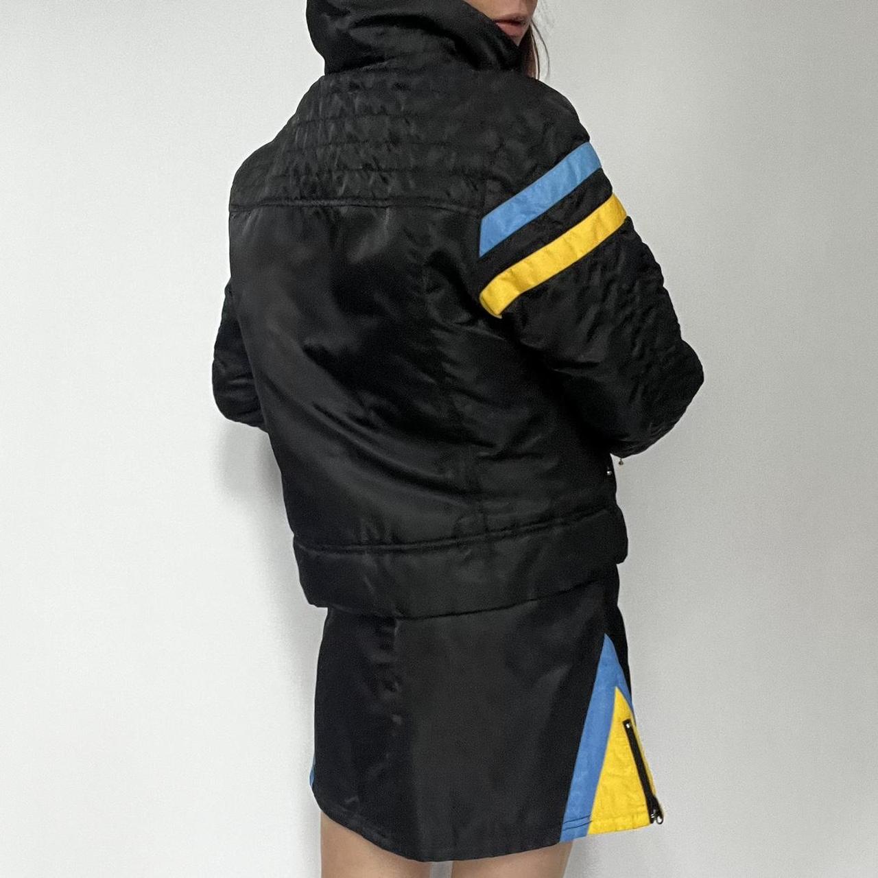 00's Miss Sixty Ski Bomber Jacket in Black, Blue and Yellow - M