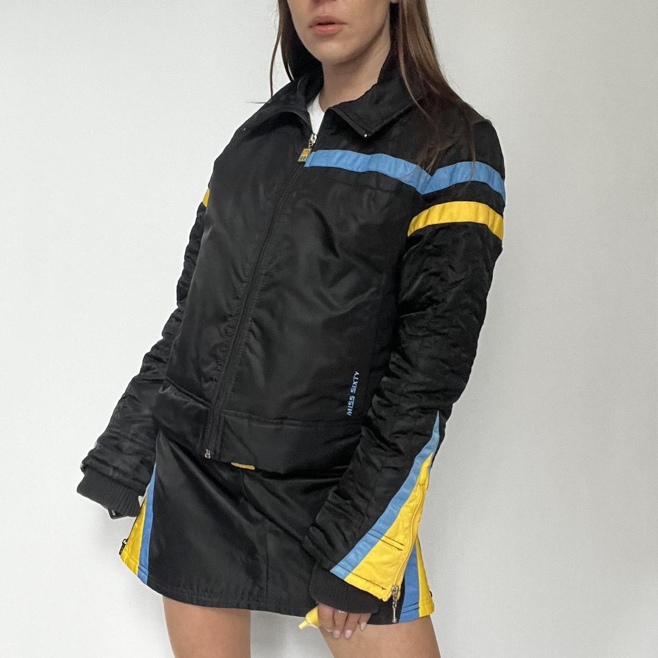 00's Miss Sixty Ski Bomber Jacket in Black, Blue and Yellow - M