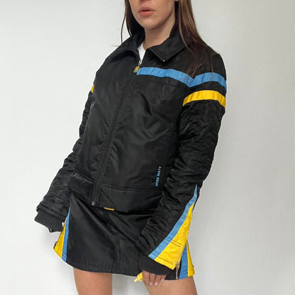 00's Miss Sixty Ski Bomber Jacket in Black, Blue and Yellow - M