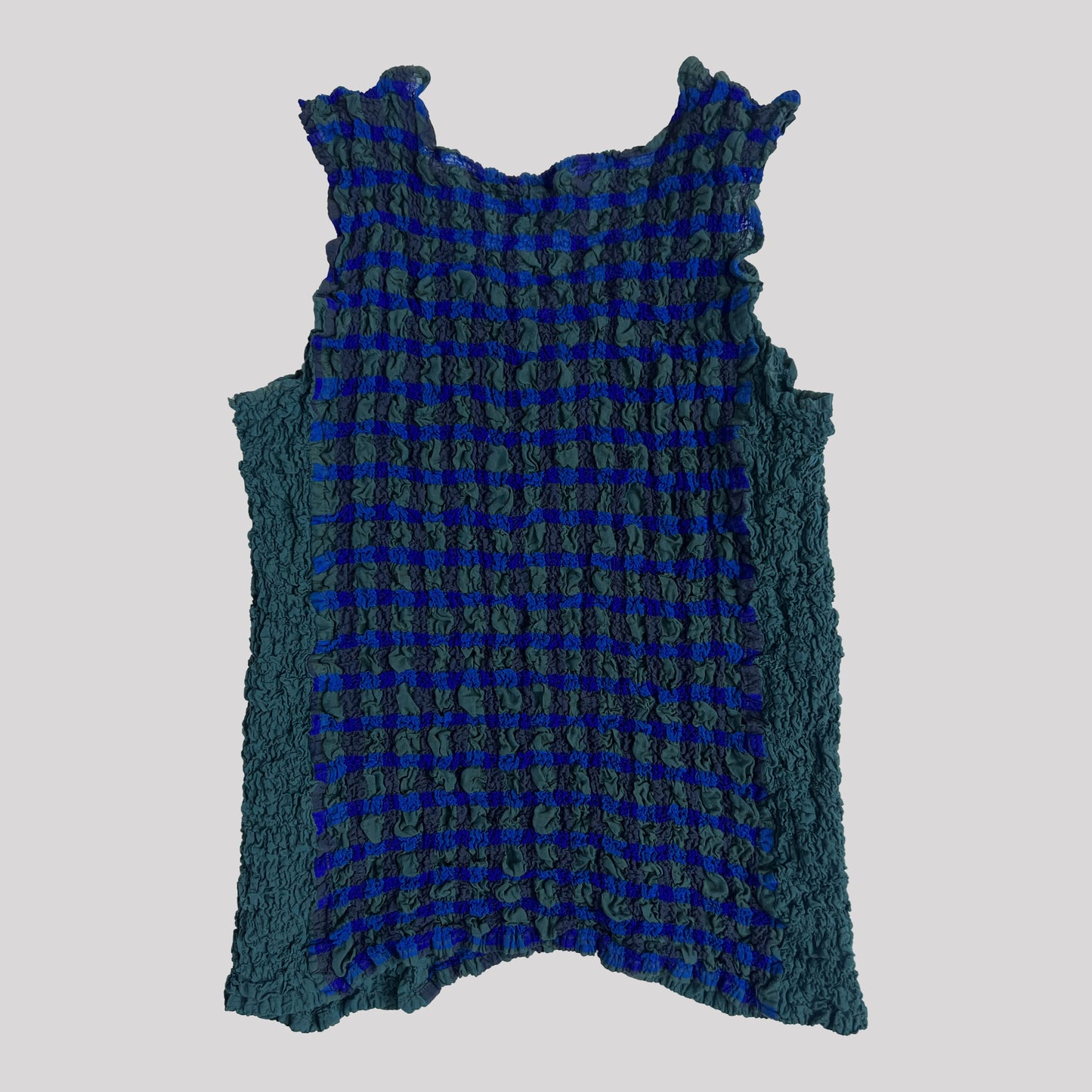 Vintage Issey Miyake Sleeveless Top in Green and Blue Check - S/M