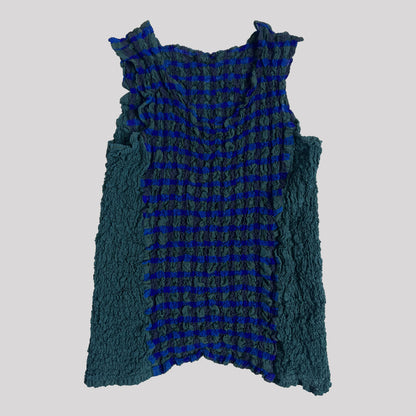 Vintage Issey Miyake Sleeveless Top in Green and Blue Check - S/M