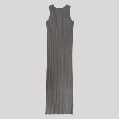 Issey Miyake Pleats Please Sleeveless Midi Dress in Grey - size 3