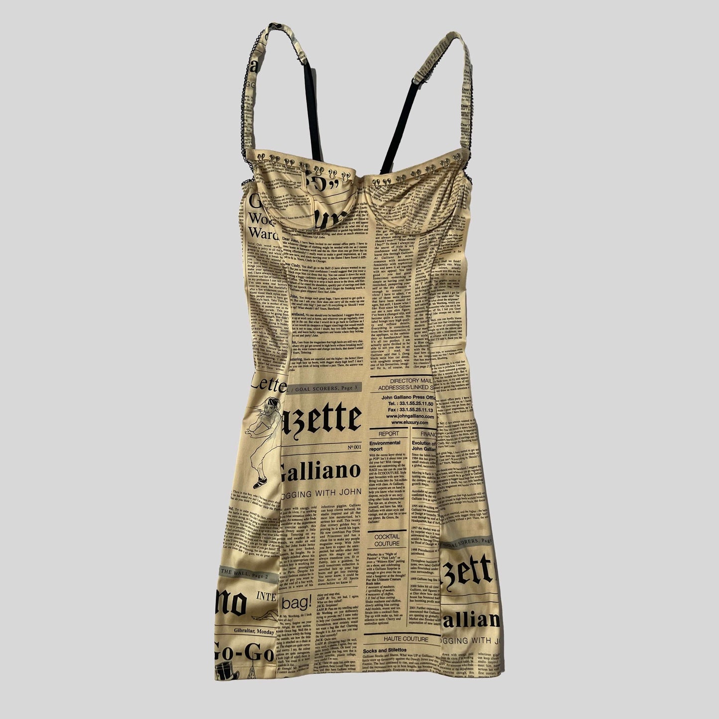 00's John Galliano Newspaper Print Bustier Dress - S/M