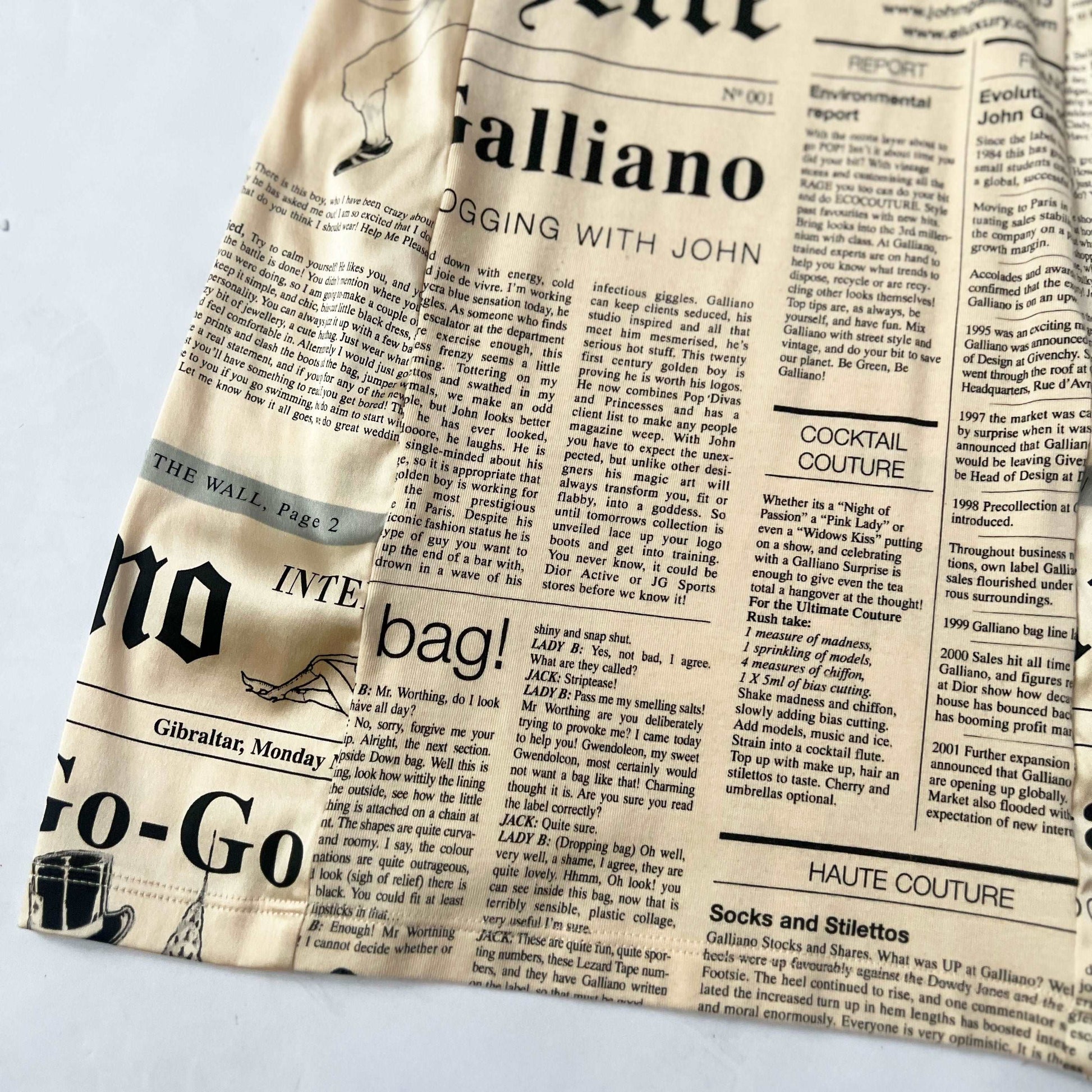 00's John Galliano Newspaper Print Bustier Dress - S/M