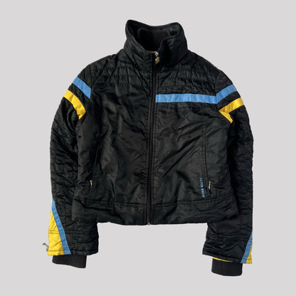 00's Miss Sixty Ski Bomber Jacket in Black, Blue and Yellow - M