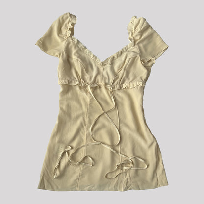 00's Miu Miu Silk Blouse with Ties in Cream - M