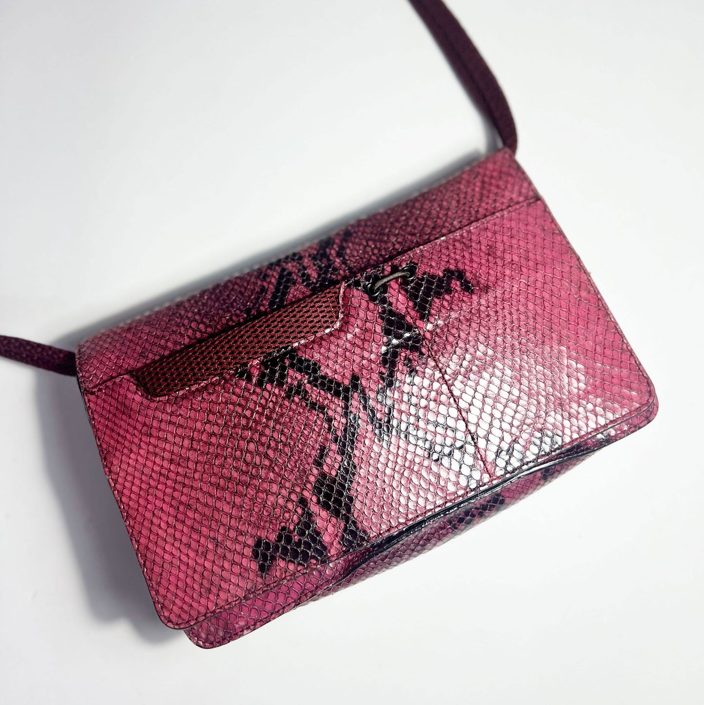 Vintage Miu Miu 1999 FW Cross Body Python Bag in Burgundy